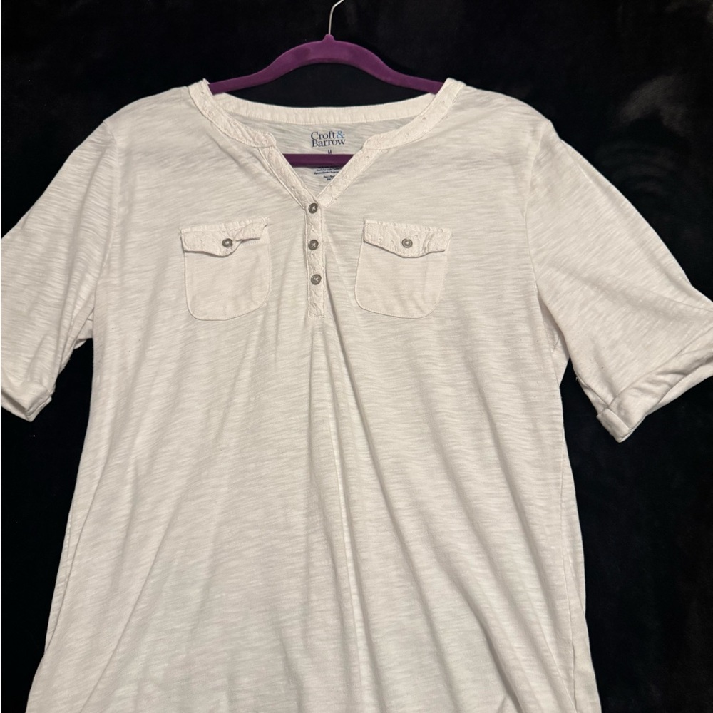 Croft & Barrow Cream Henley Shirt